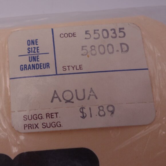 SECRET One Size All Sheer Sandalfoot Made in Canada 100% Nylon AQUA Panty Hose - Picture 4 of 12